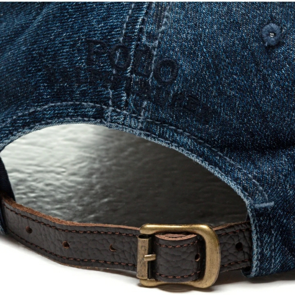 Polo Ralph Lauren POLO BEAR Denim Jeans Cap with Leather strap back - Navy - Picture 13 of 14